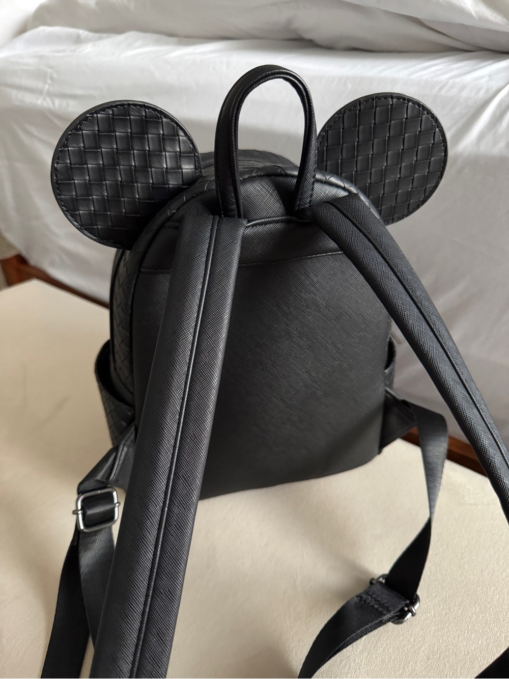 Disney Black Woven Mini Backpack with Ear Silhouette - Picture 4 of 12